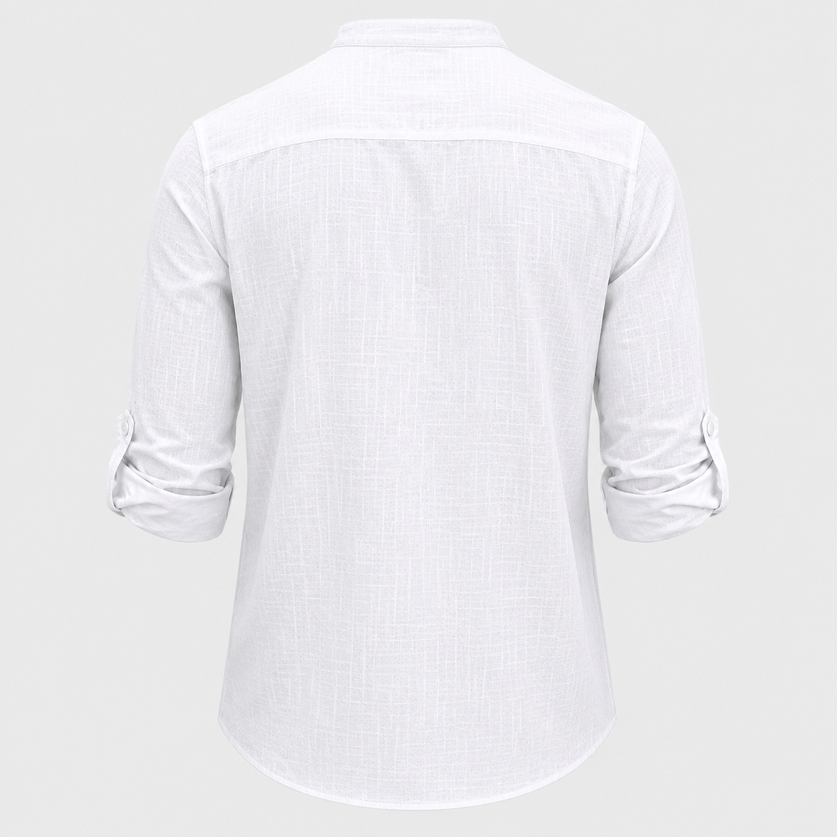 Men's Cotton Linen Half-Button Stand Collar Shirt Black Canvas