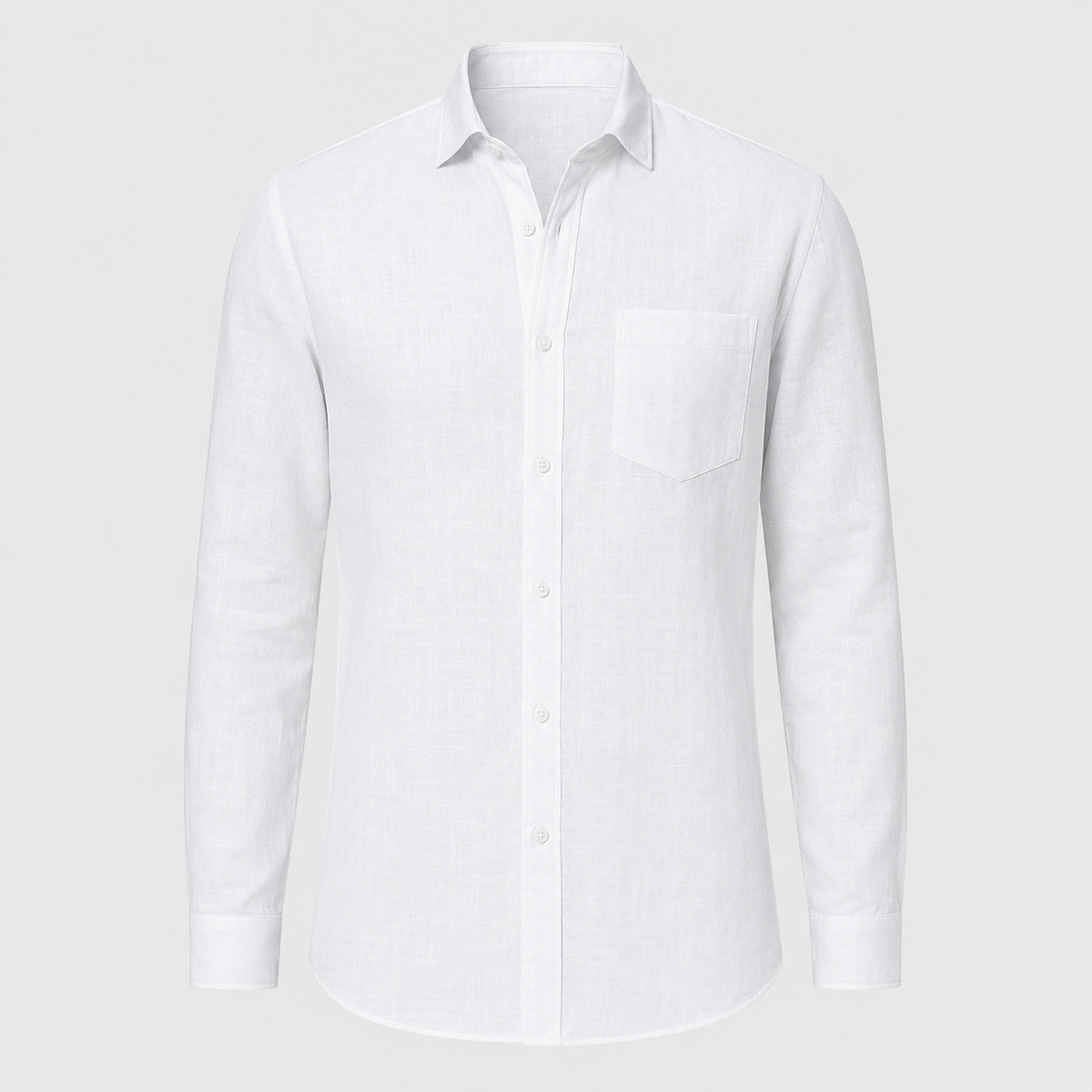 Men's Cotton Linen Lapel Long Sleeve Shirt Black Canvas