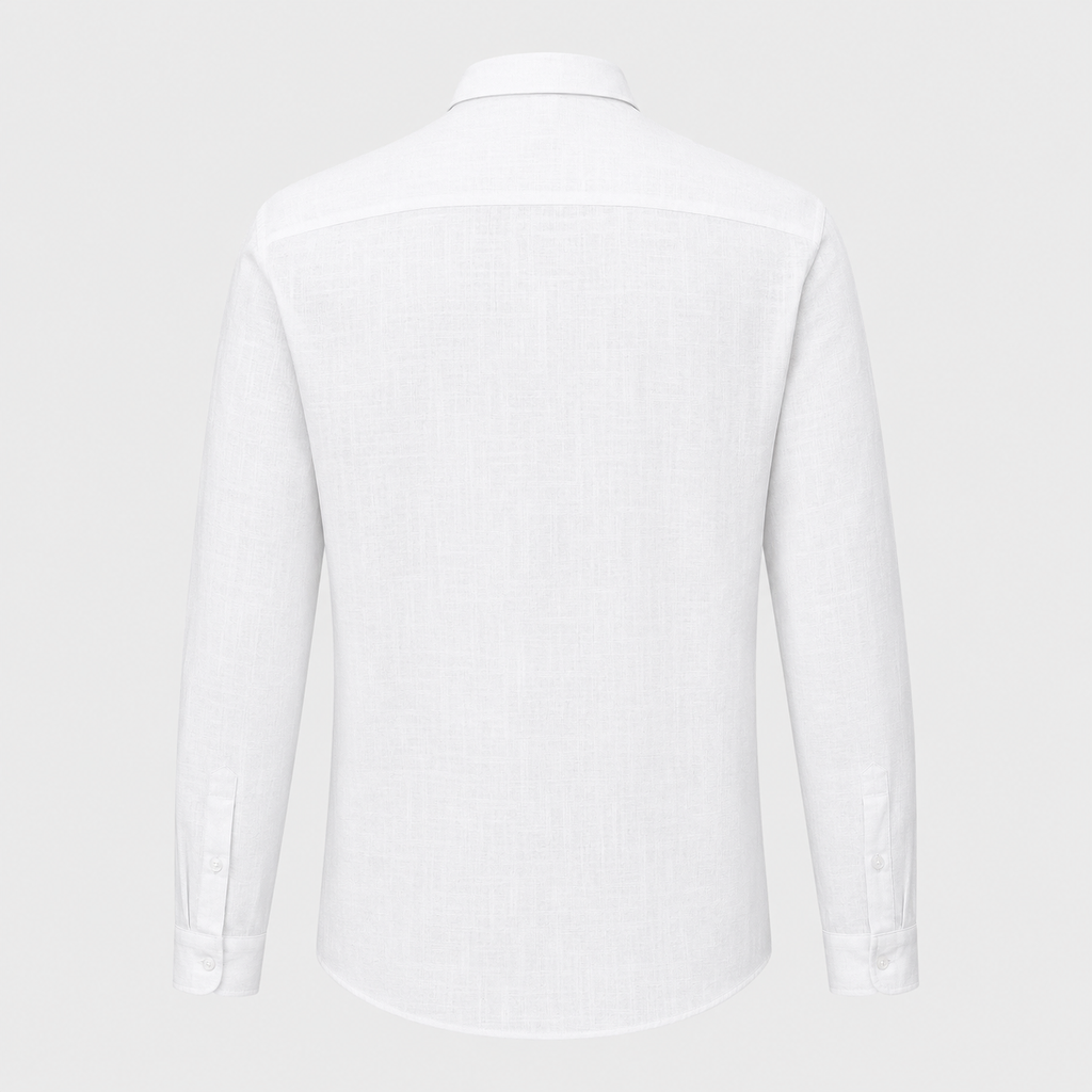 Men's Cotton Linen Lapel Long Sleeve Shirt Black Canvas