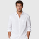 Men's Cotton Linen Lapel Long Sleeve Shirt Black Canvas