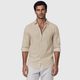Men's Cotton Linen Long Sleeve Relaxed Shirt Black Canvas