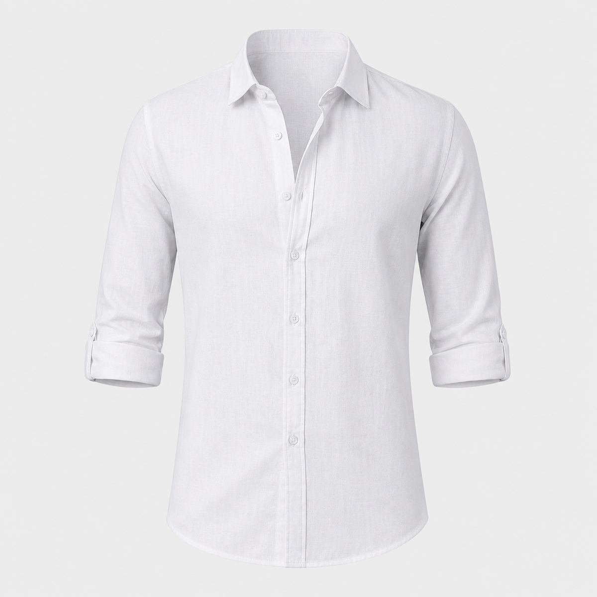 Men's Cotton Linen Long Sleeve Relaxed Shirt Black Canvas