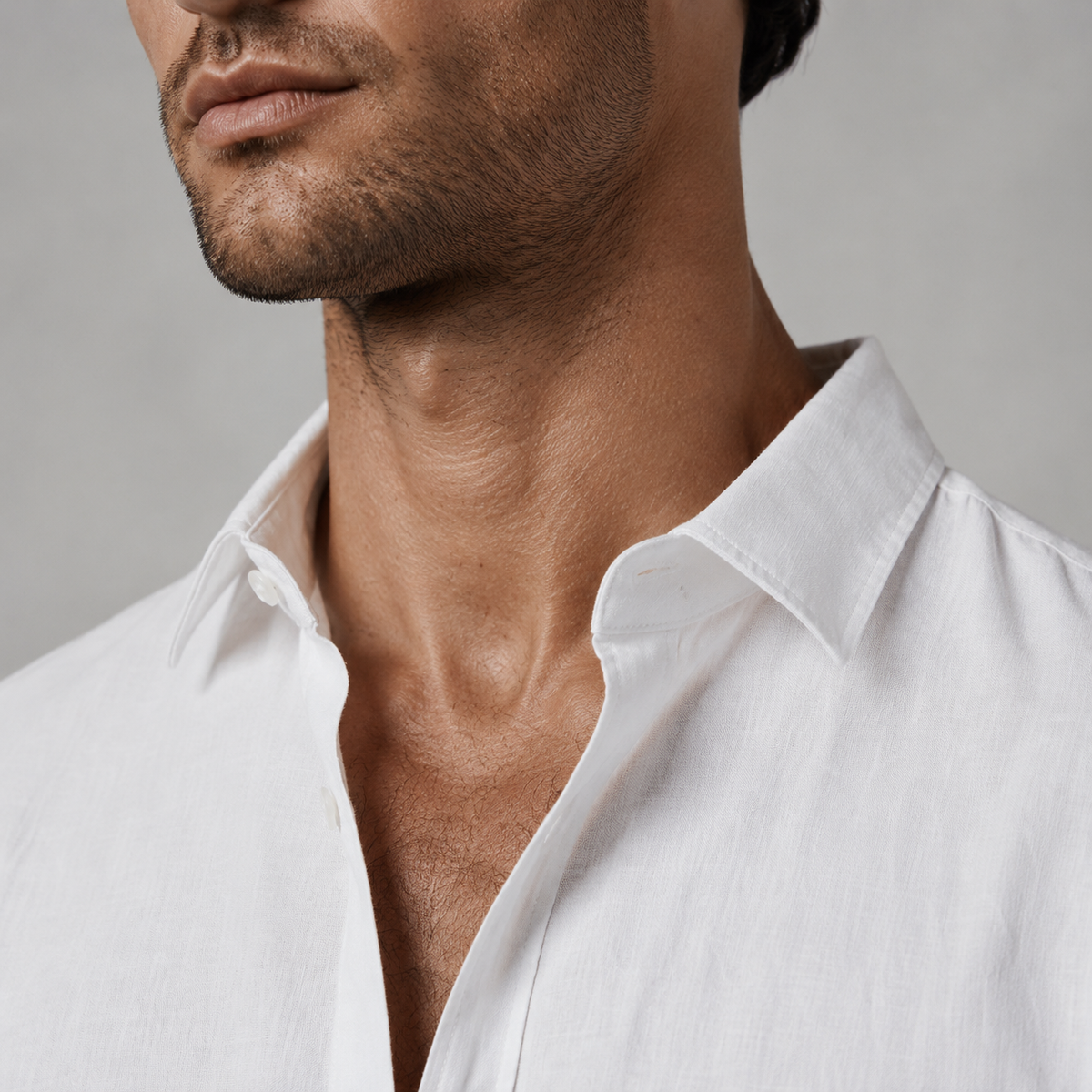 Men's Cotton Linen Long Sleeve Relaxed Shirt Black Canvas