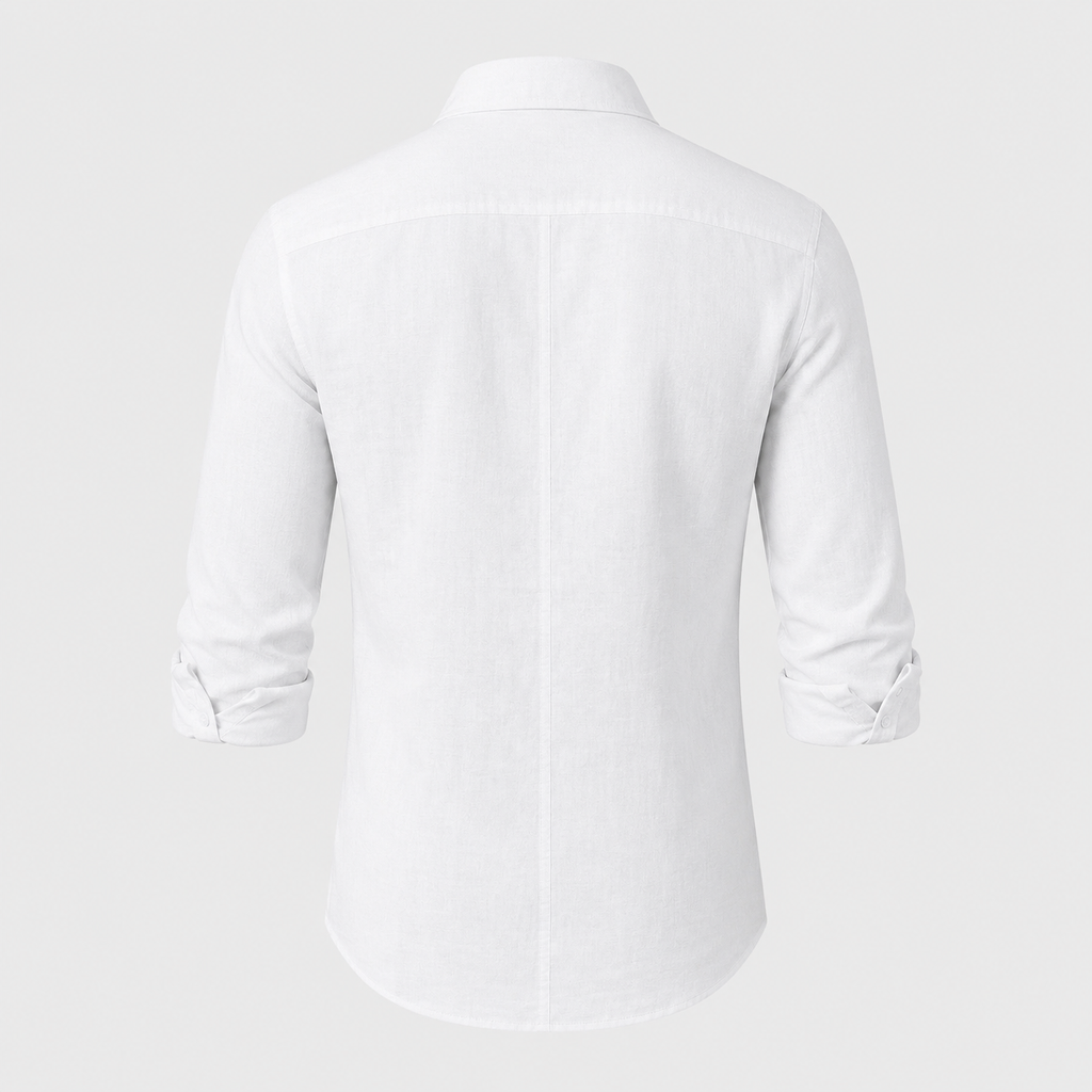 Men's Cotton Linen Long Sleeve Relaxed Shirt Black Canvas