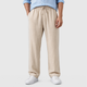 Men's Cotton Linen Straight Leg Trousers Black Canvas