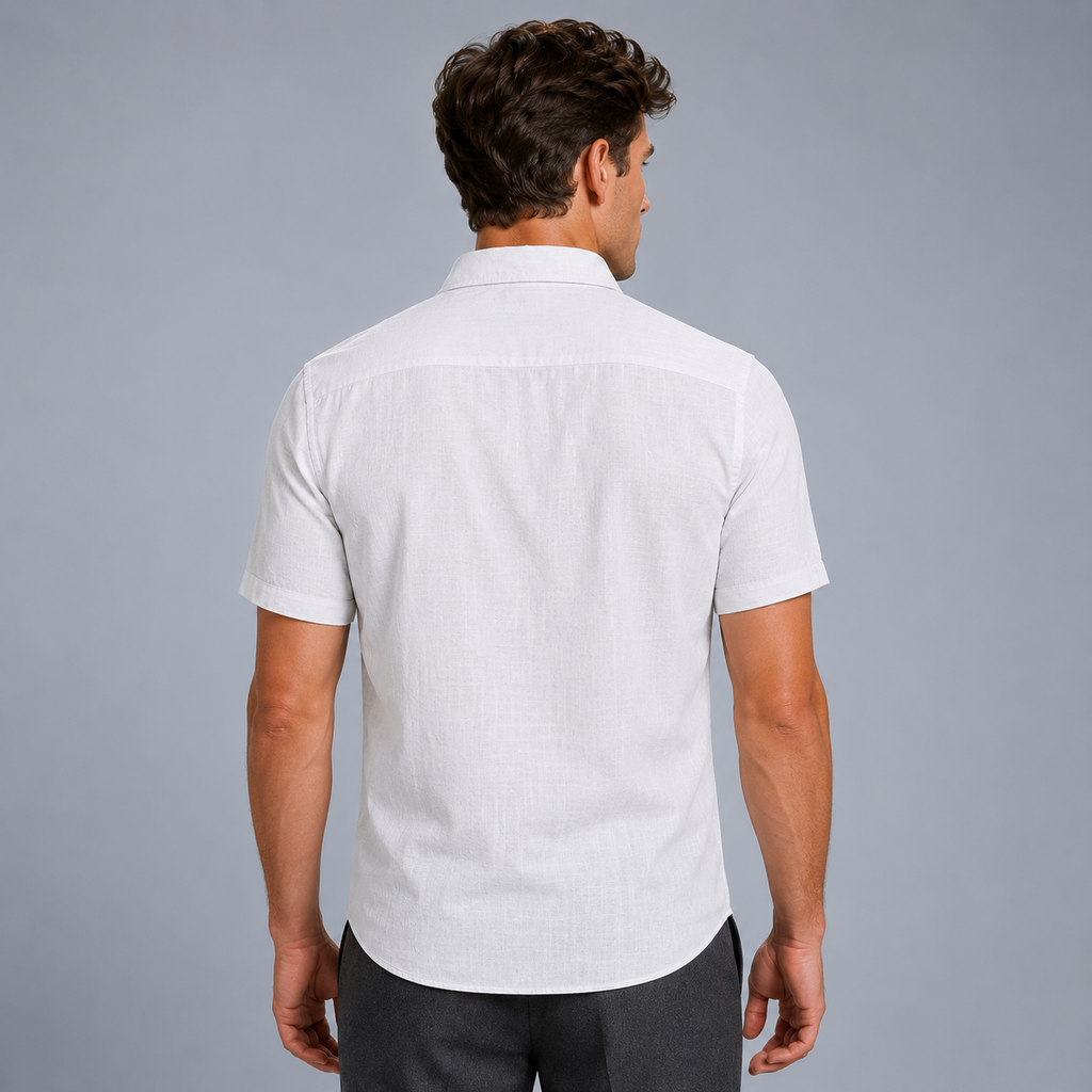 Men's Cotton Short Sleeve Pocket Button-Down Shirt Black Canvas