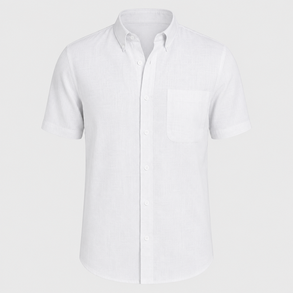 Men's Cotton Short Sleeve Pocket Button-Down Shirt Black Canvas