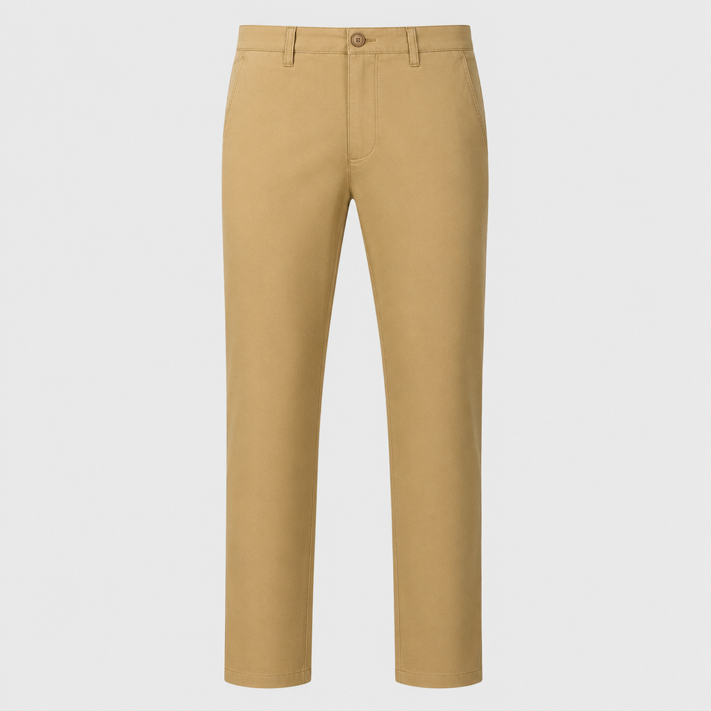 Men's Cotton Slim Straight Elastic Waist Trousers Black Canvas