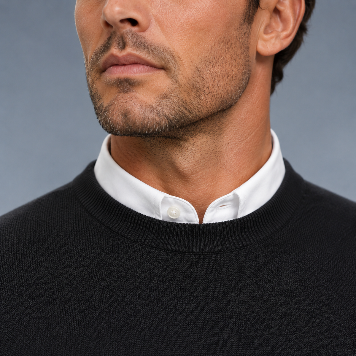 Men's Crew Neck Oversized Knit Pullover Jumper Black Canvas