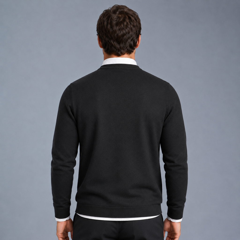 Men's Crew Neck Oversized Knit Pullover Jumper Black Canvas