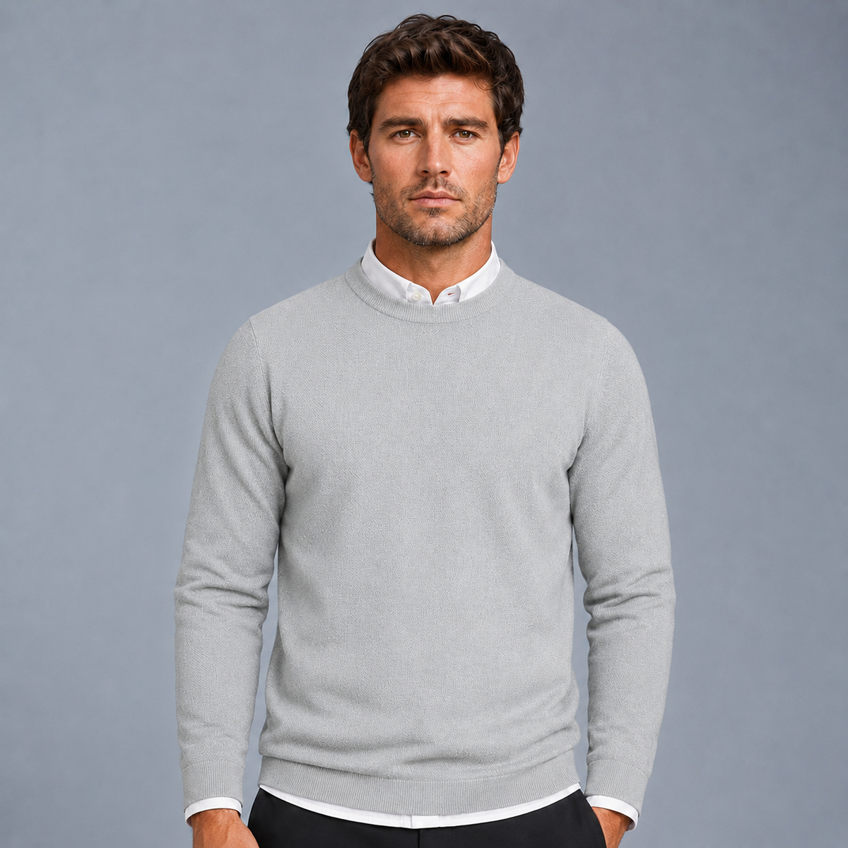 Men's Crew Neck Oversized Knit Pullover Jumper Black Canvas