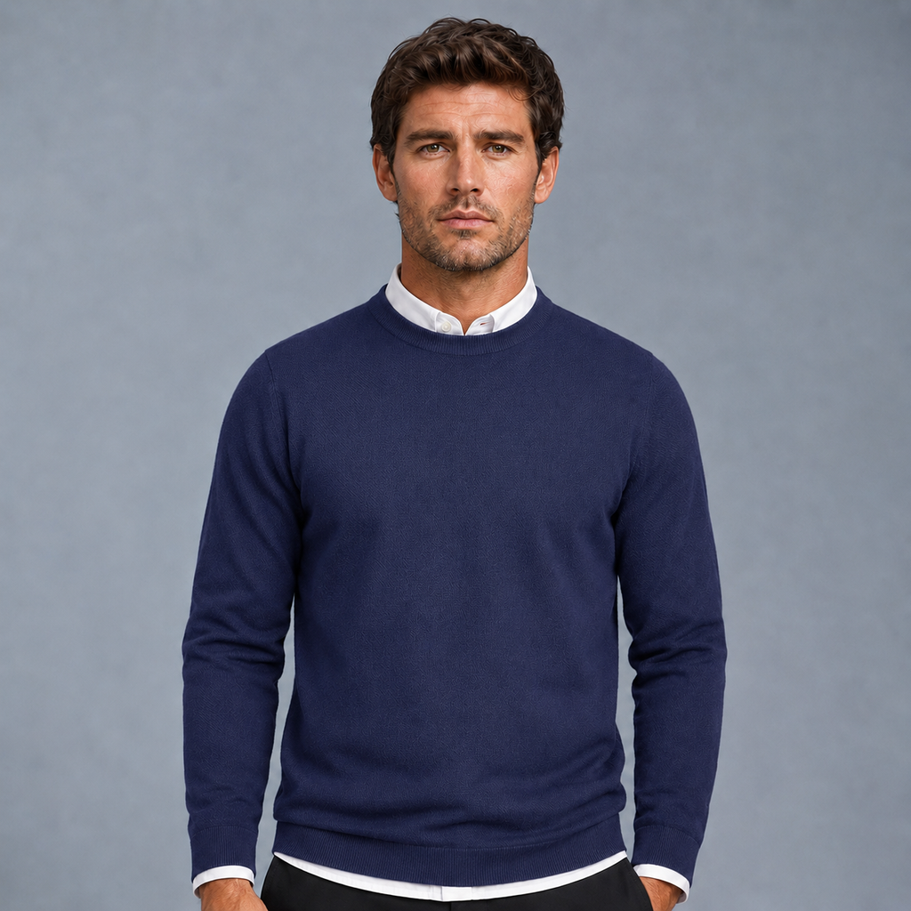 Men's Crew Neck Oversized Knit Pullover Jumper Black Canvas