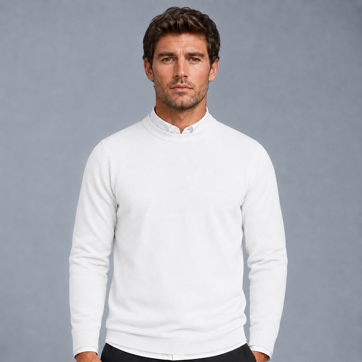 Men's Crew Neck Oversized Knit Pullover Jumper Black Canvas