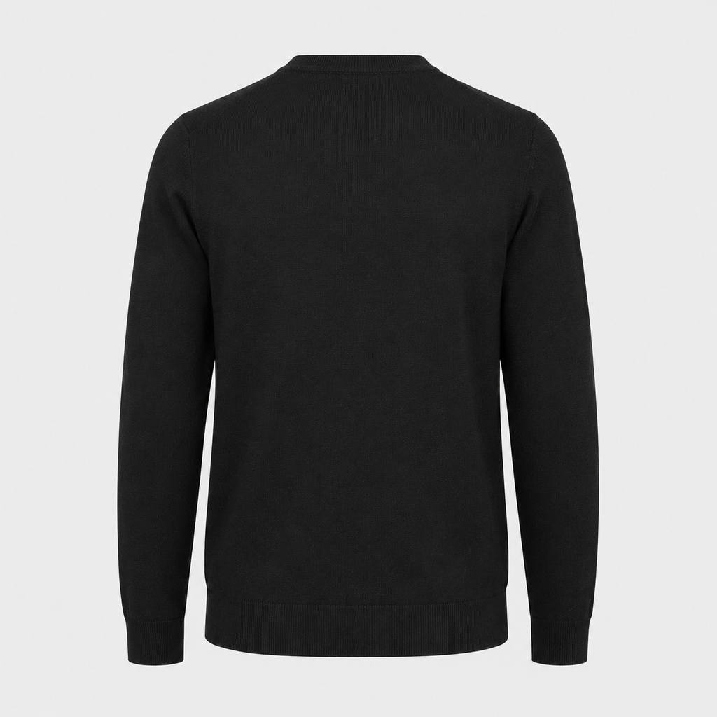 Men's Crew Neck Oversized Knit Pullover Jumper Black Canvas