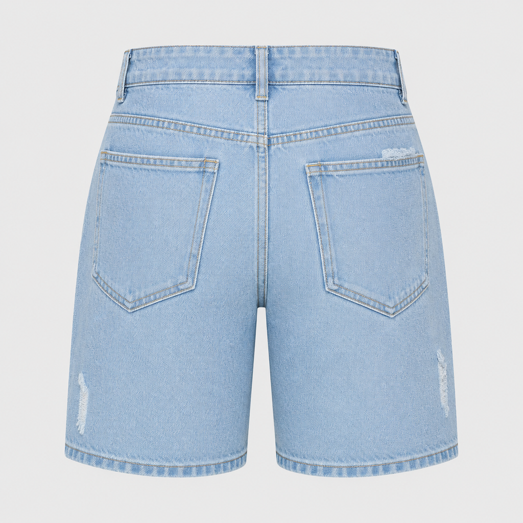 Men's Distressed Loose Straight Denim Shorts Black Canvas
