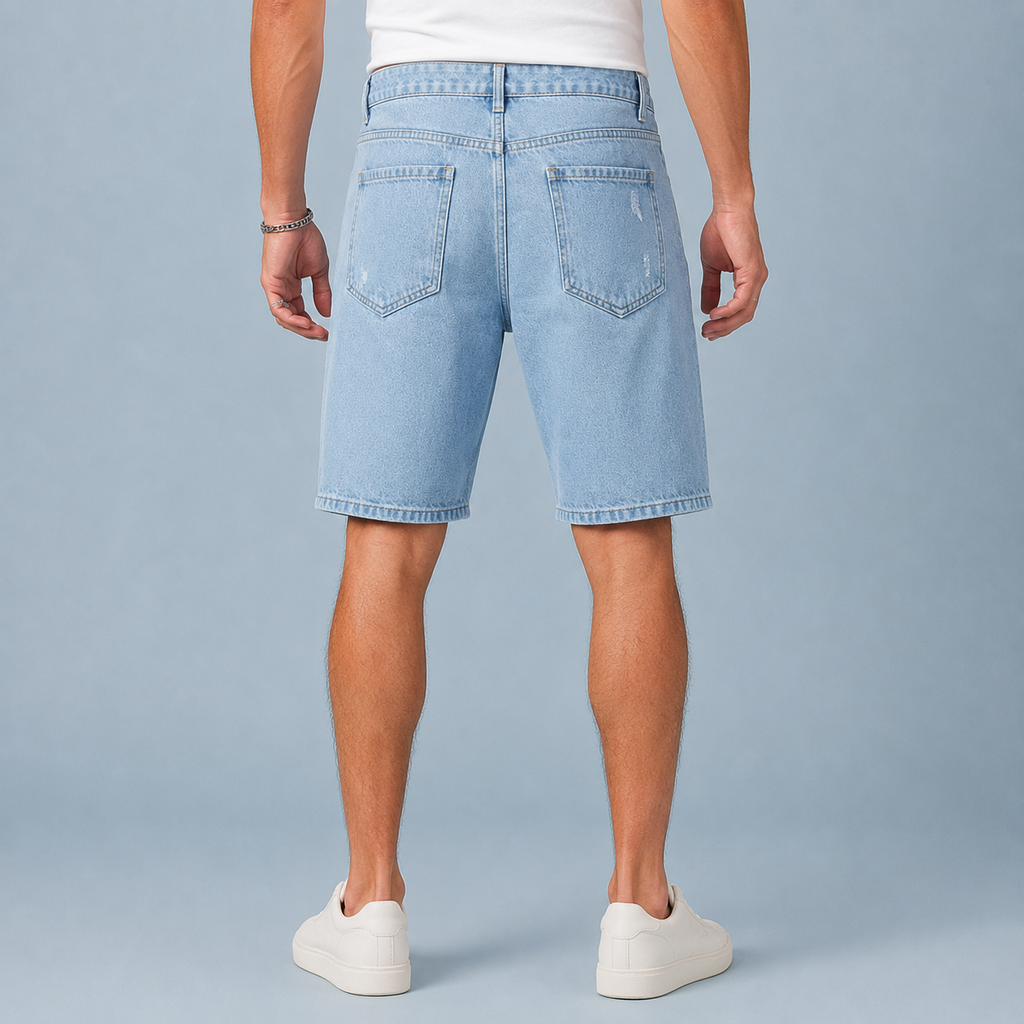 Men's Distressed Loose Straight Denim Shorts Black Canvas