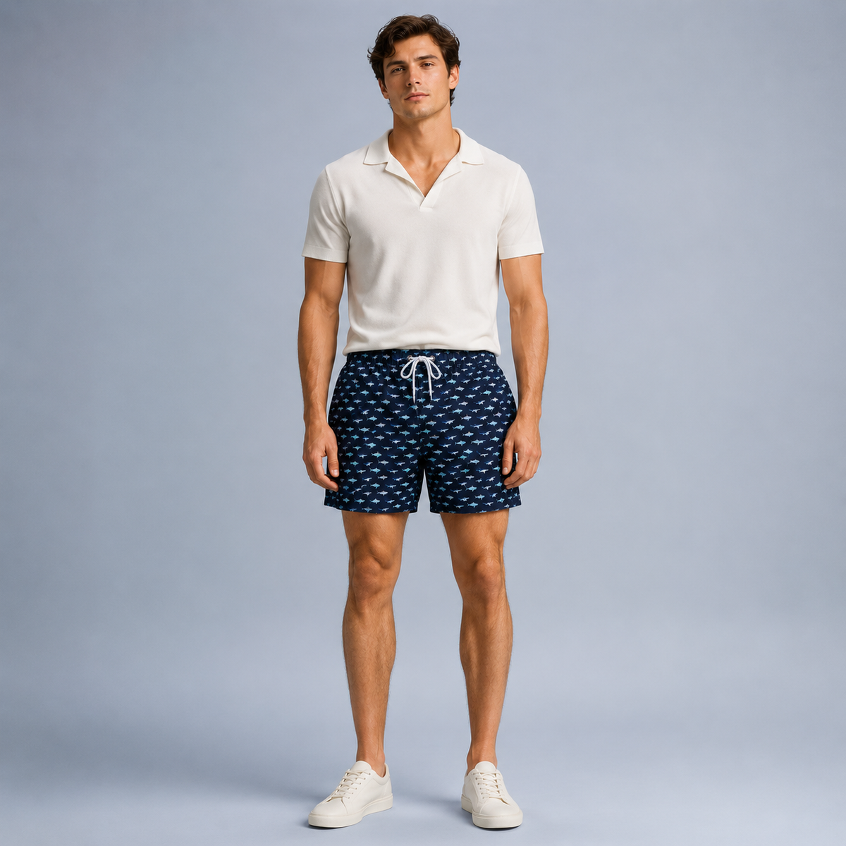 Men's Fish Quick-Dry Swim Shorts Black Canvas