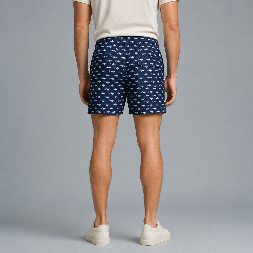 Men's Fish Quick-Dry Swim Shorts Black Canvas