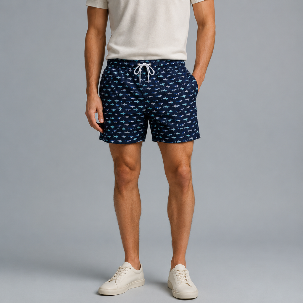 Men's Fish Quick-Dry Swim Shorts Black Canvas
