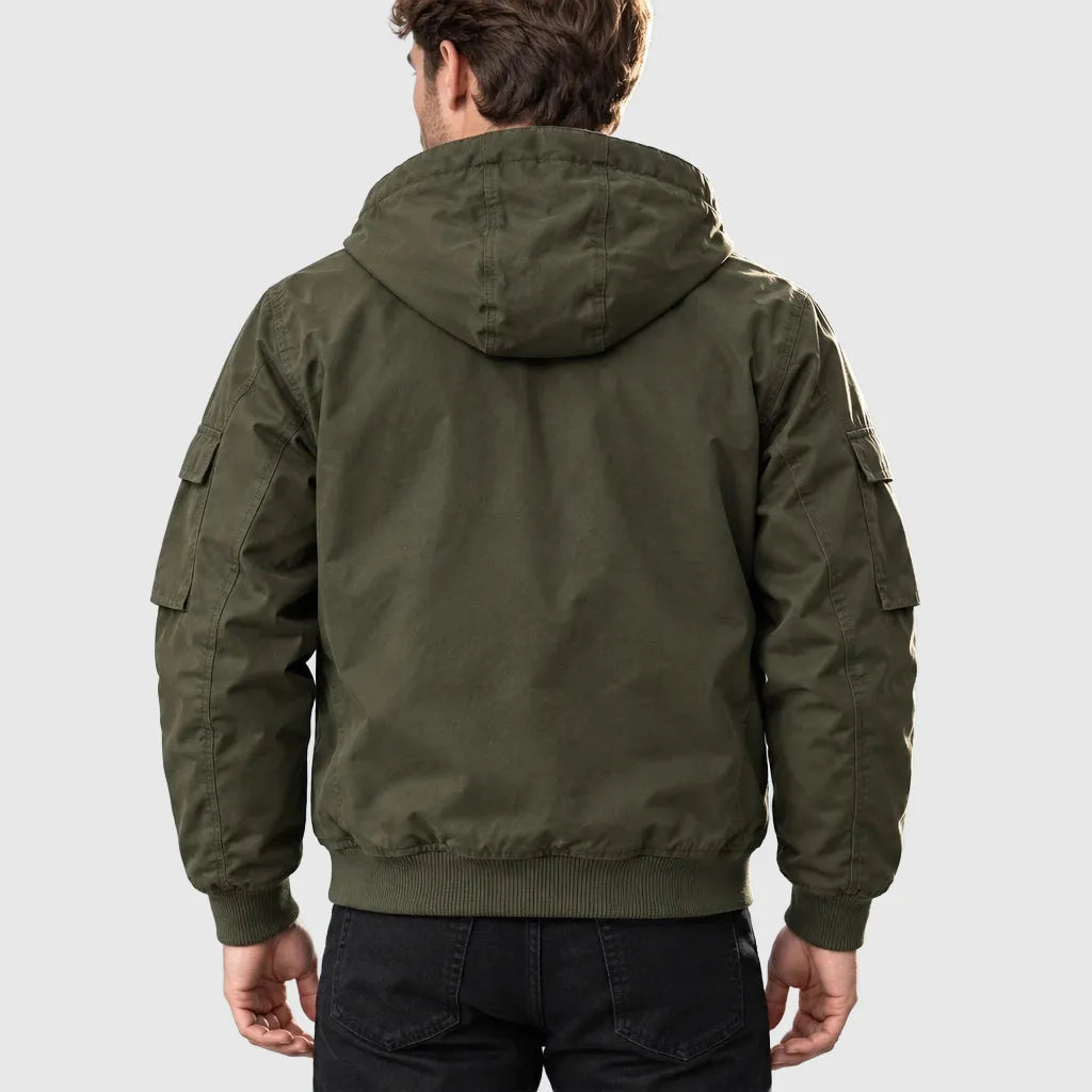 Men's Fleece Lined Hooded Bomber Jacket