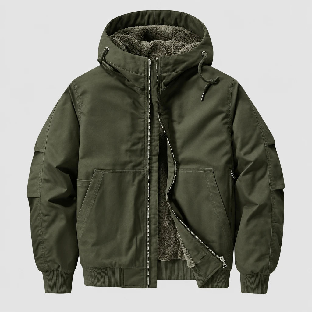 Men's Fleece Lined Hooded Bomber Jacket