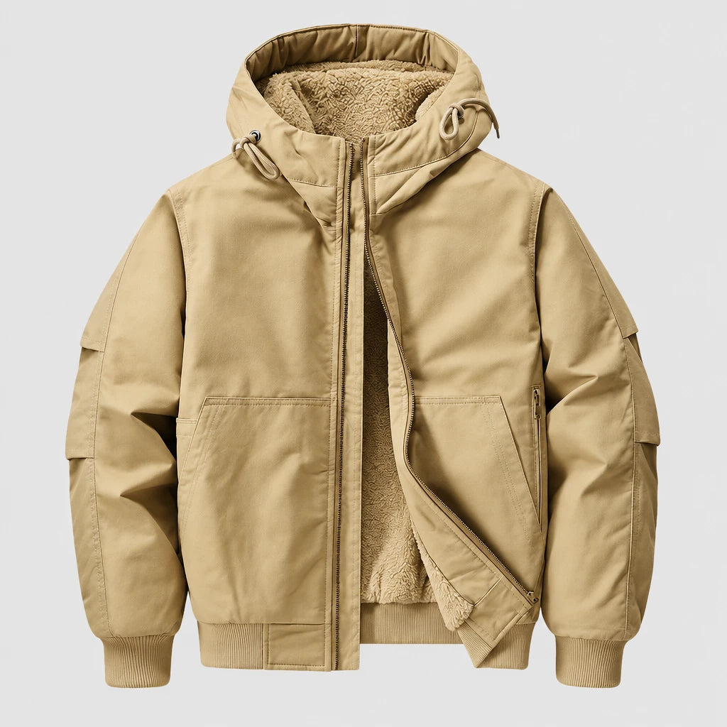 Men's Fleece Lined Hooded Bomber Jacket