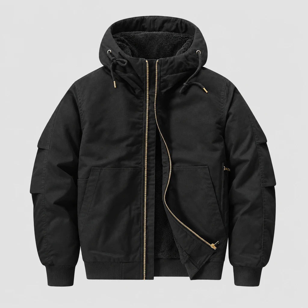Men's Fleece Lined Hooded Bomber Jacket