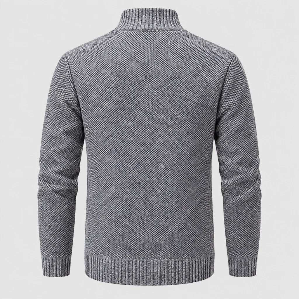 Men's Full Zip Stand Collar Fleece Cardigan
