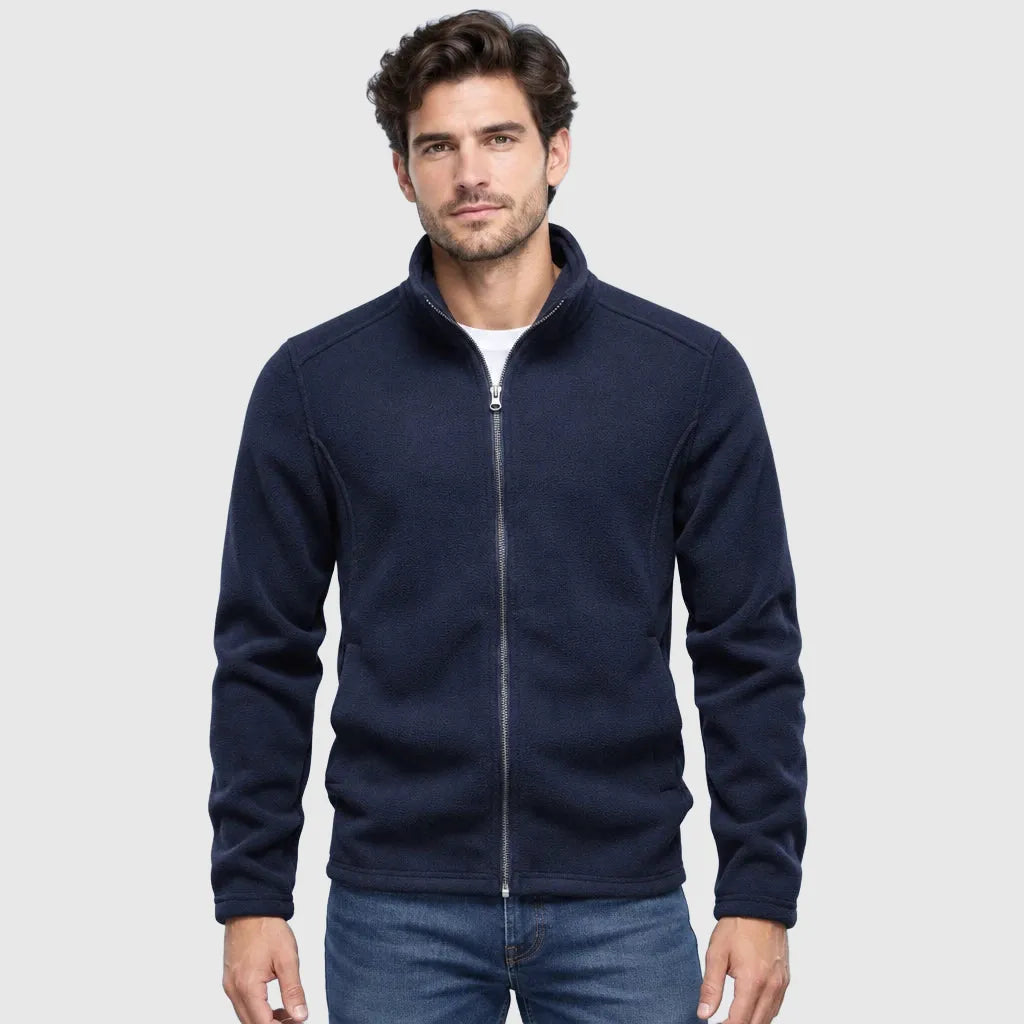Men's Full Zip Stand Collar Fleece Jacket