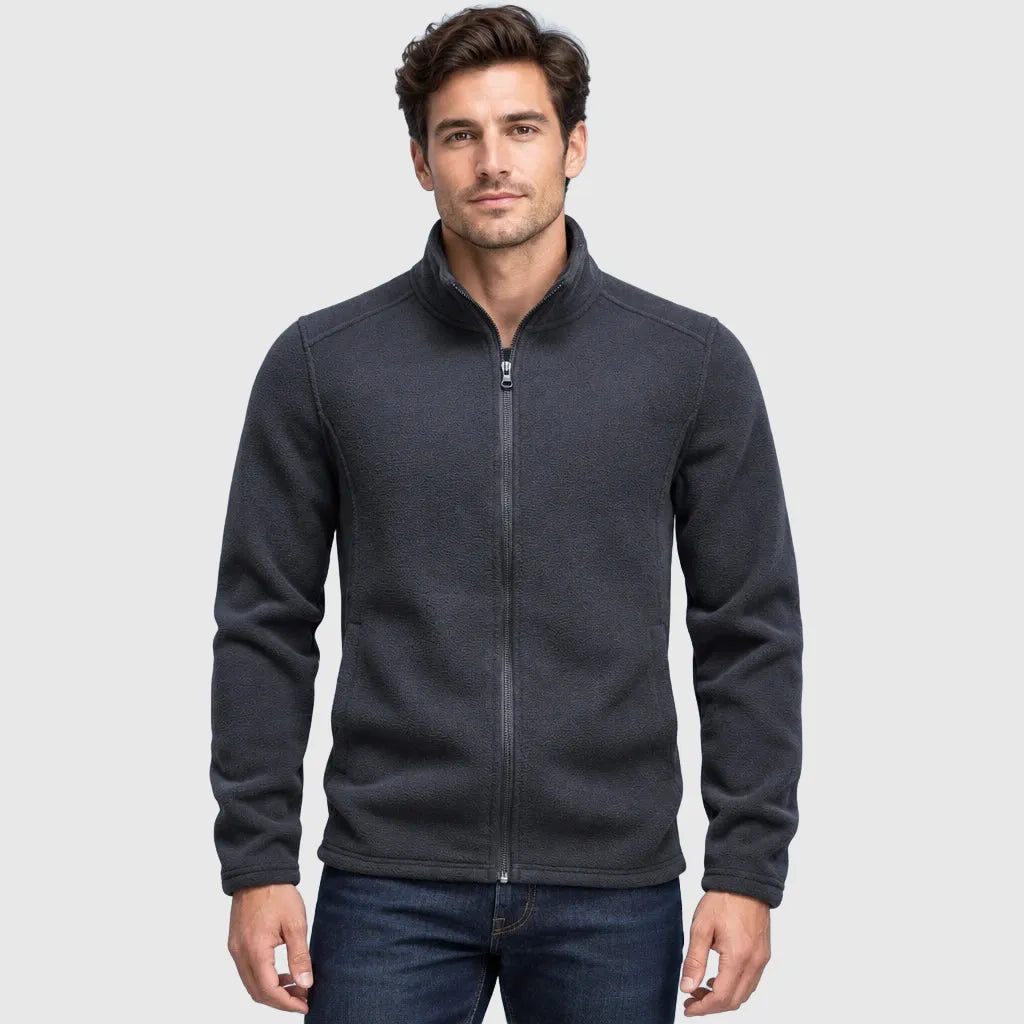 Men's Full Zip Stand Collar Fleece Jacket