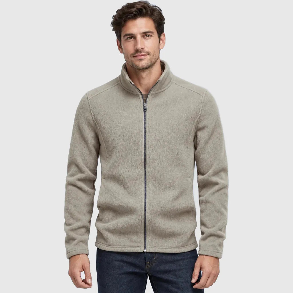 Men's Full Zip Stand Collar Fleece Jacket