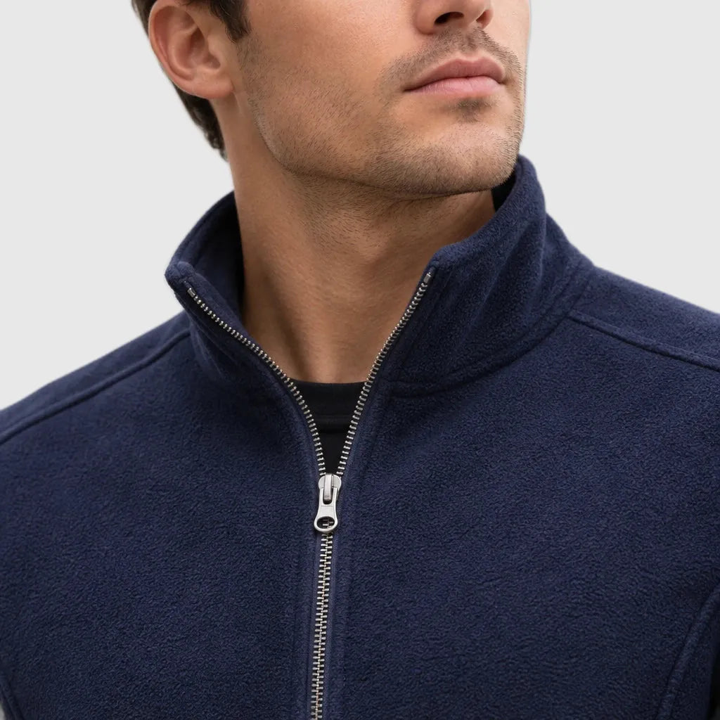 Men's Full Zip Stand Collar Fleece Jacket