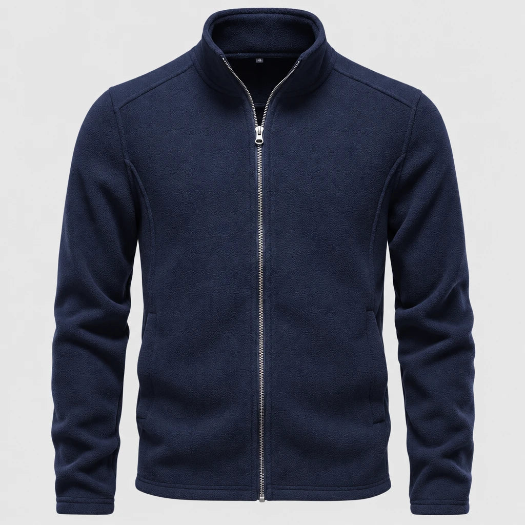 Men's Full Zip Stand Collar Fleece Jacket