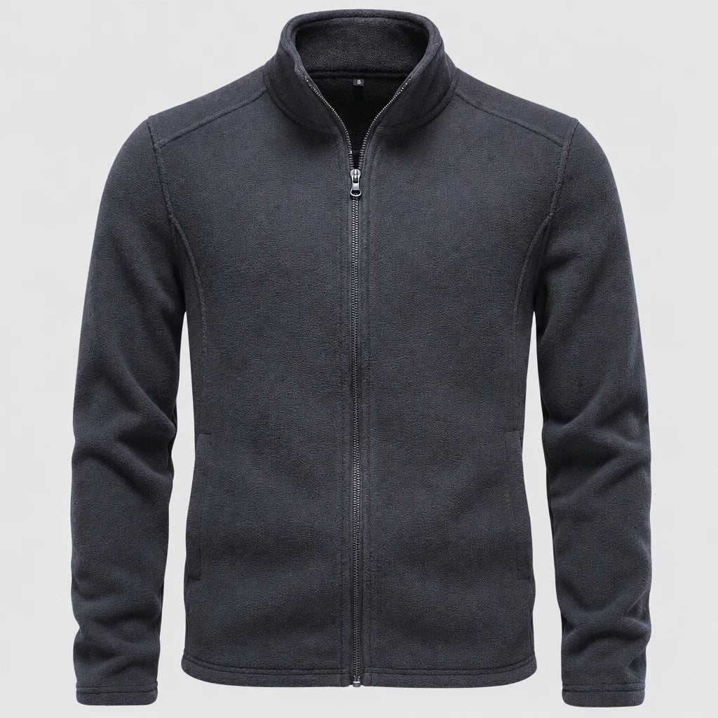 Men's Full Zip Stand Collar Fleece Jacket