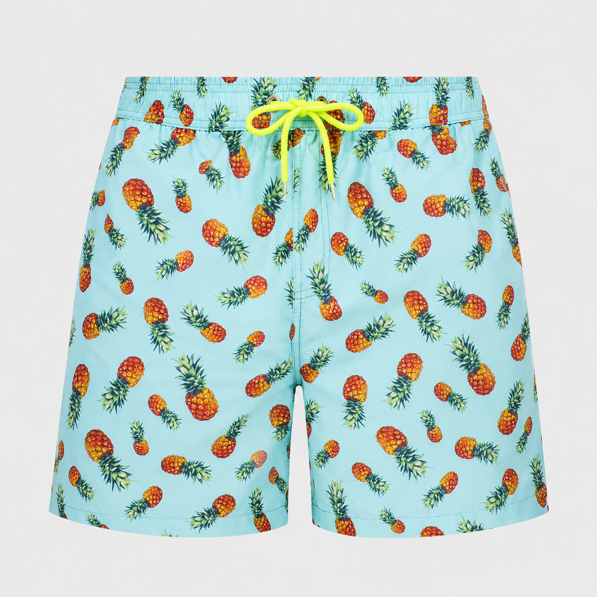 Men's Green Pineapple Quick-Dry Swim Shorts Black Canvas