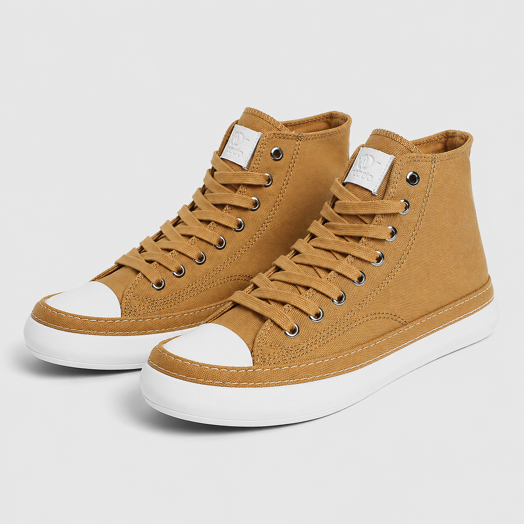 Men's High Top Canvas Vulcanised Sneakers Black Canvas