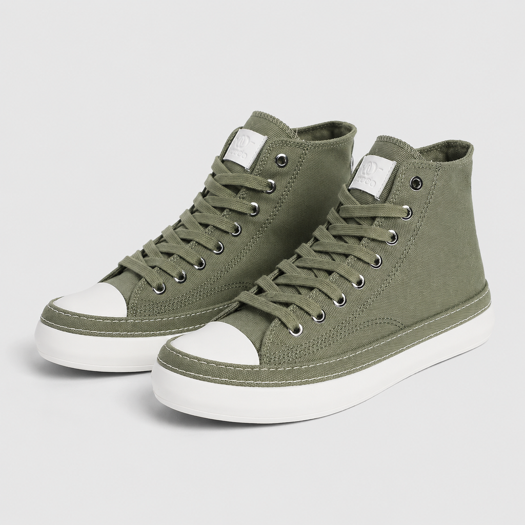 Men's High Top Canvas Vulcanised Sneakers Black Canvas