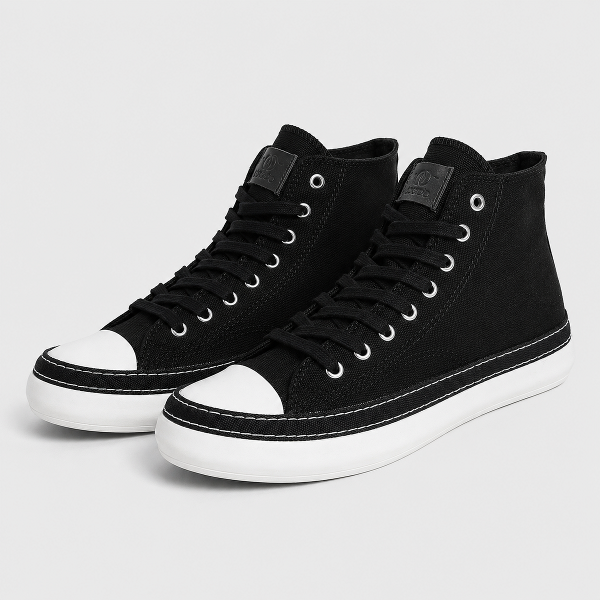 Men's High Top Canvas Vulcanised Sneakers Black Canvas