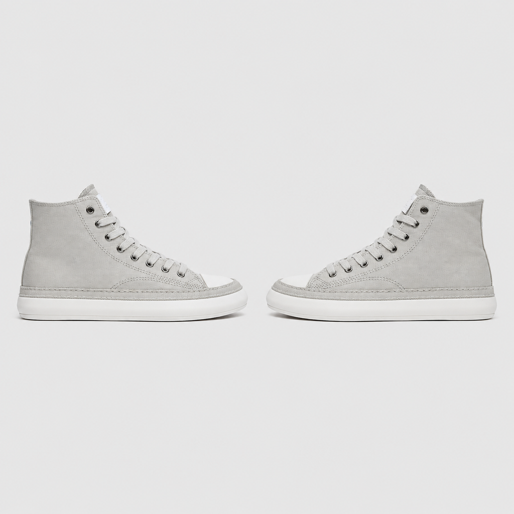 Men's High Top Canvas Vulcanised Sneakers Black Canvas