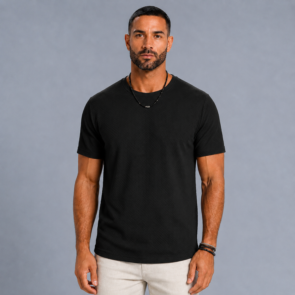 Men's Ice Silk Quick-Dry Short Sleeve T-Shirt Black Canvas