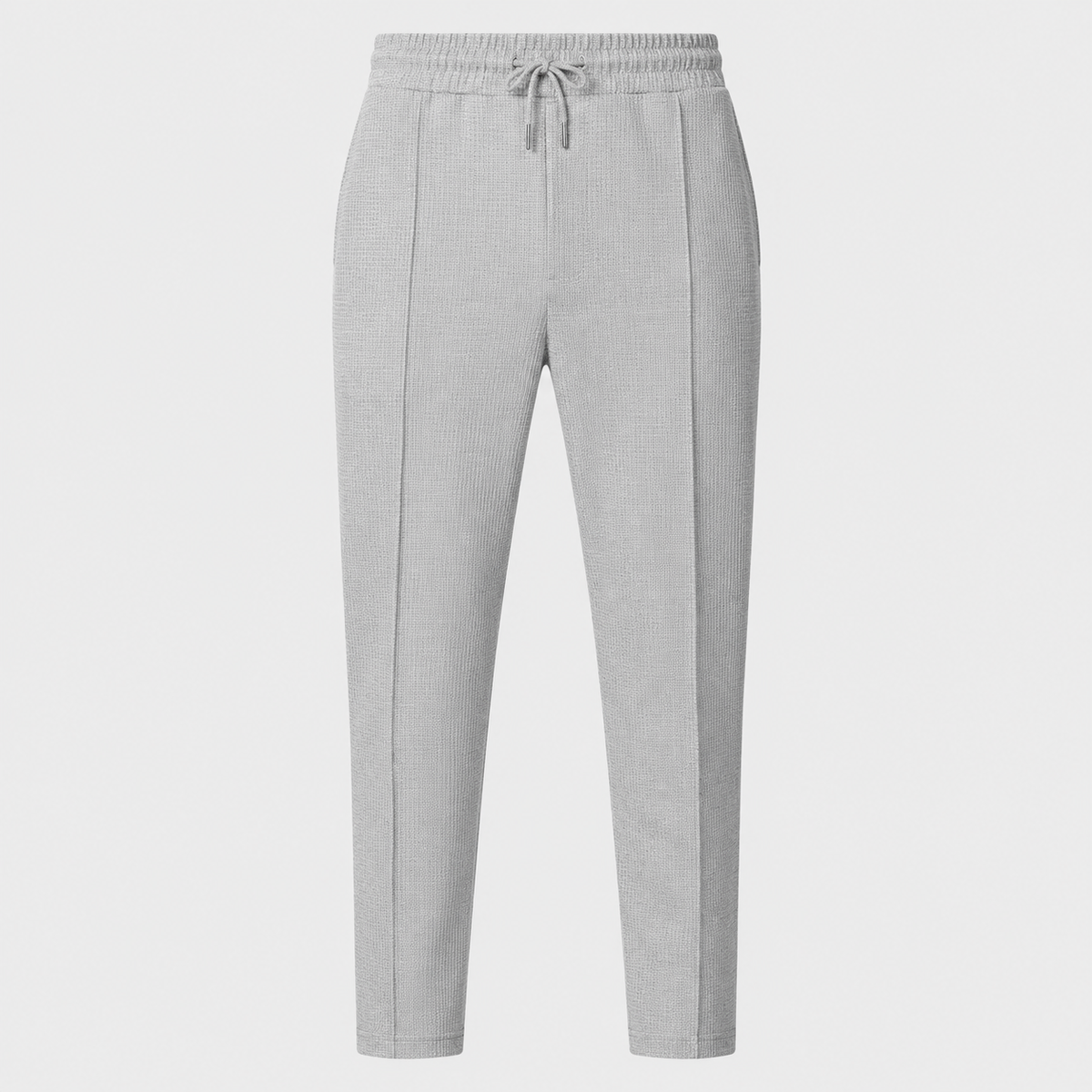 Men's Jute Knit Slim Fit Drawstring Trousers Black Canvas
