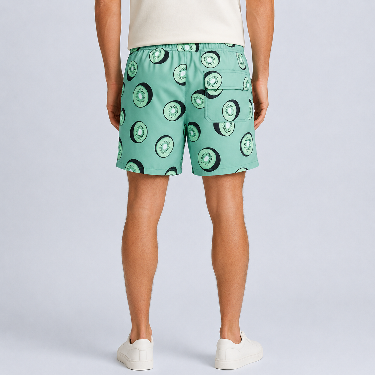 Men's Kiwi Fruits Quick-Dry Swim Shorts Black Canvas