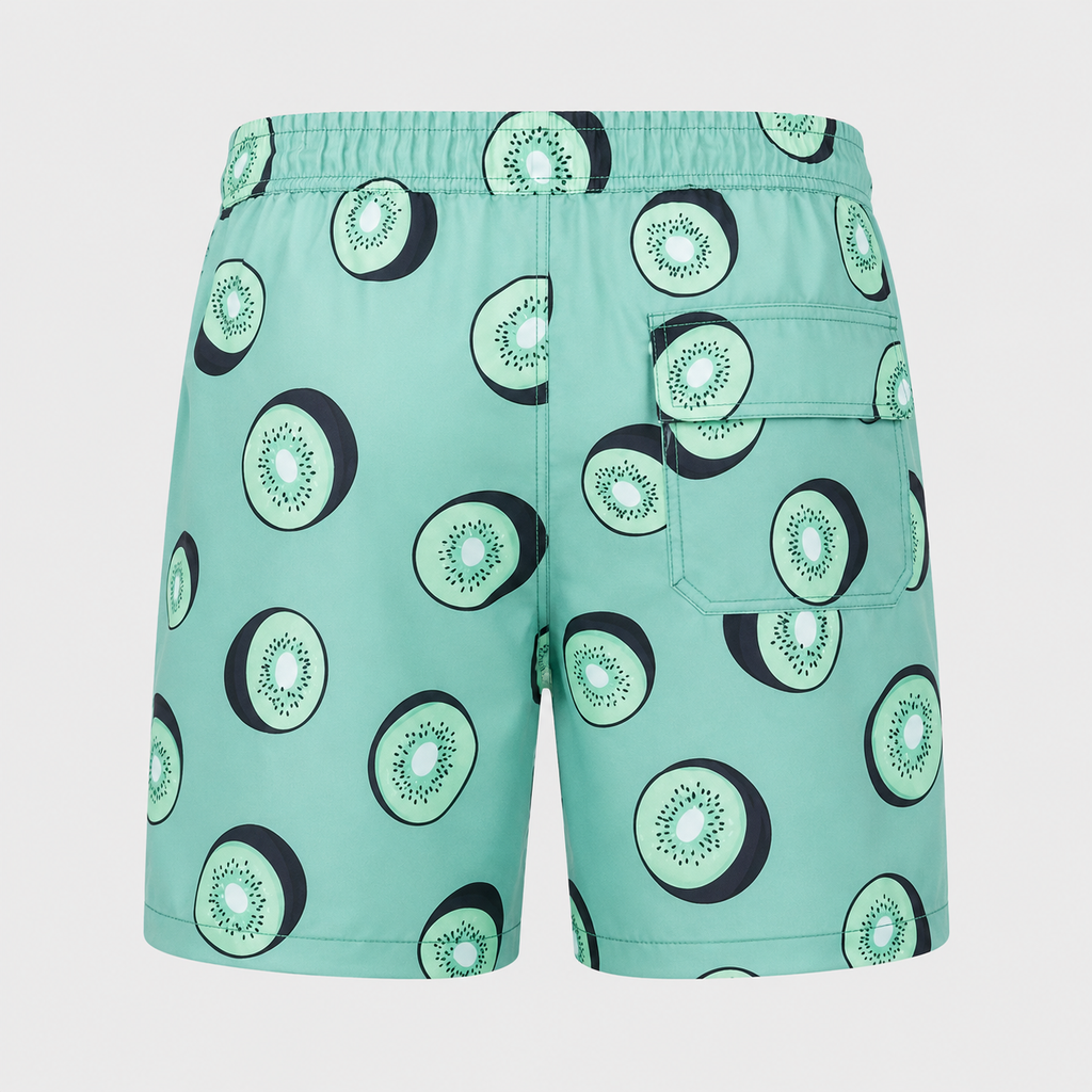 Men's Kiwi Fruits Quick-Dry Swim Shorts Black Canvas