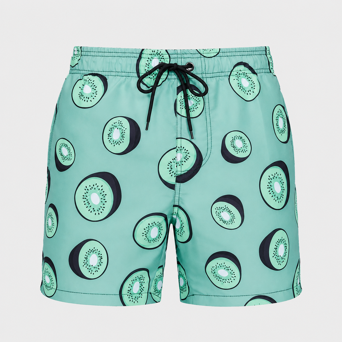 Men's Kiwi Fruits Quick-Dry Swim Shorts Black Canvas