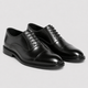 Men's Leather Cap-Toe Oxford Dress Shoes Black Canvas