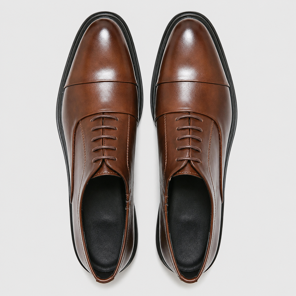 Men's Leather Cap-Toe Oxford Dress Shoes Black Canvas