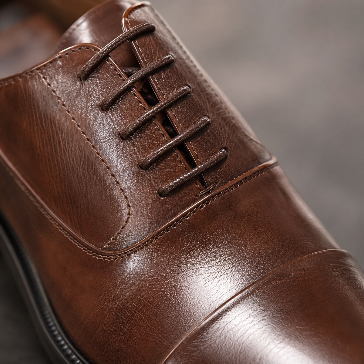 Men's Leather Cap-Toe Oxford Dress Shoes Black Canvas
