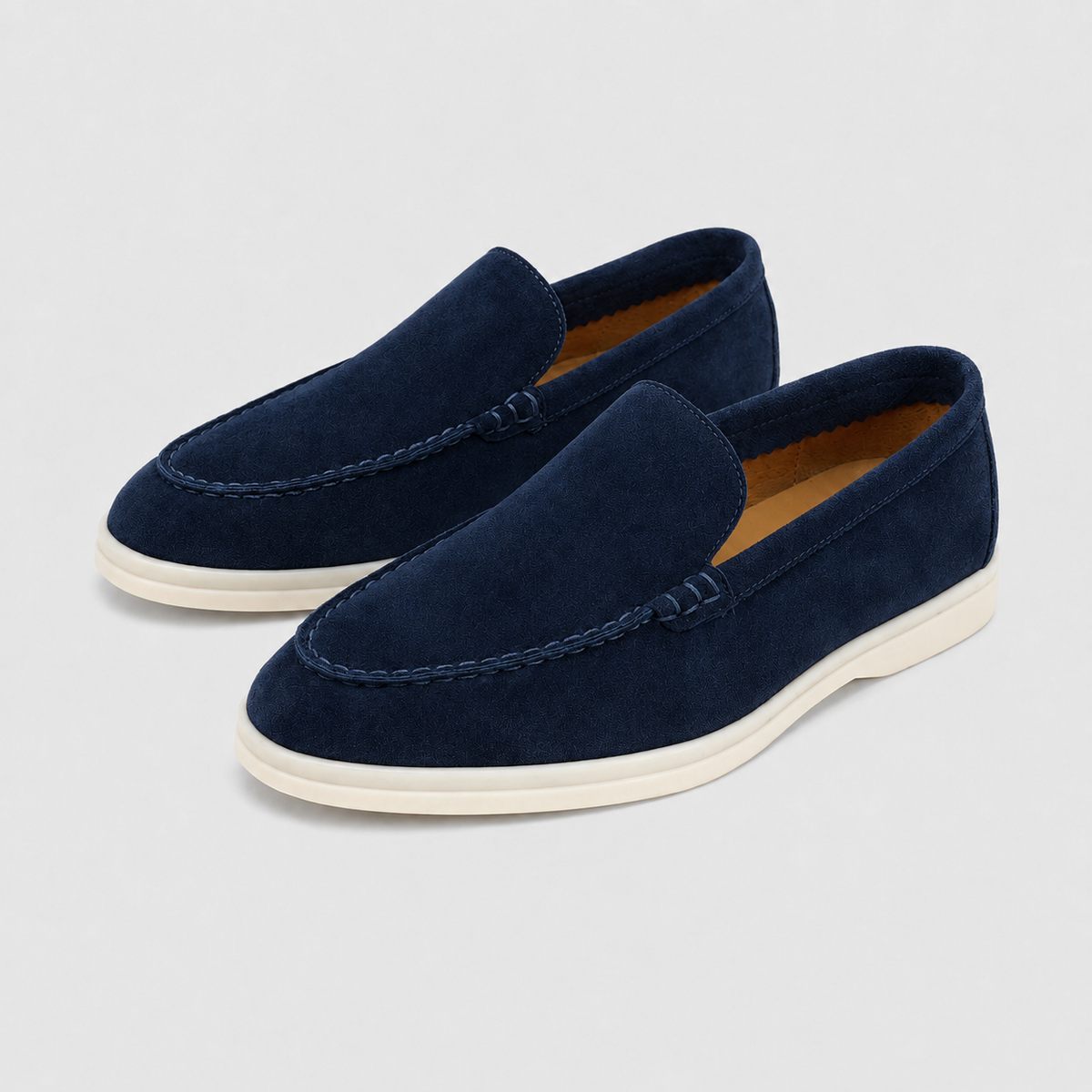 Men's Leather Flat Loafers Smart Walking Shoes Black Canvas