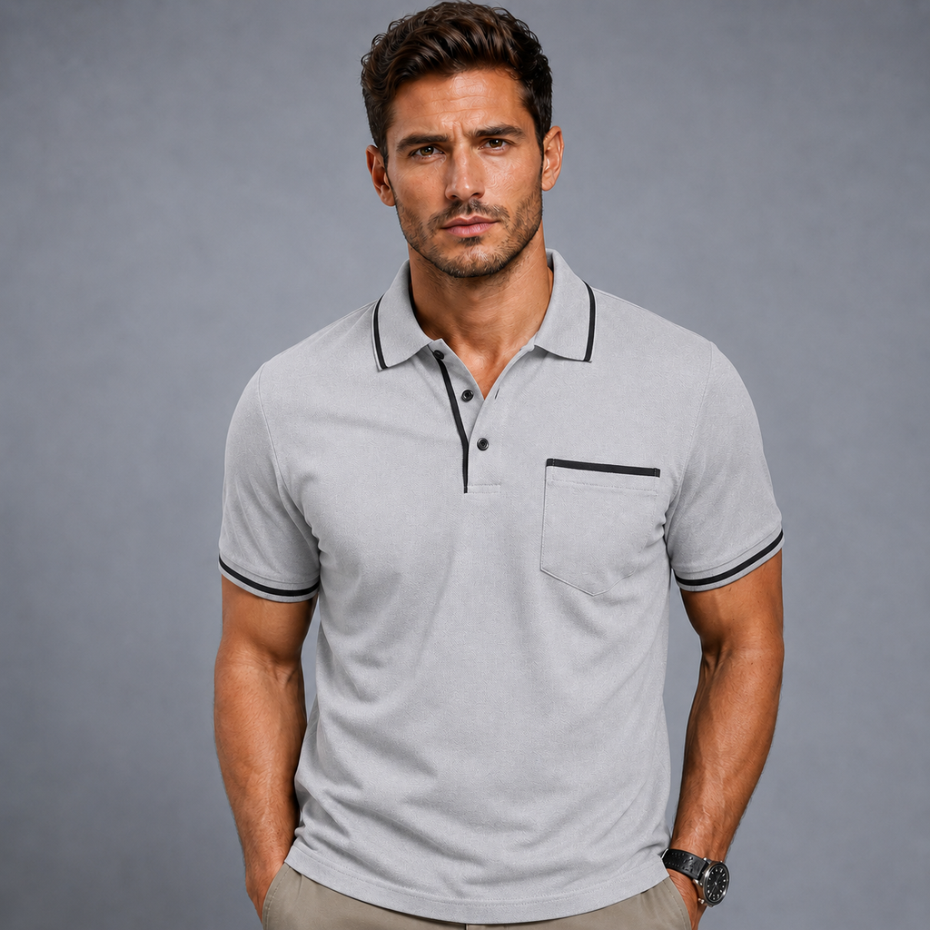 Men's Lightweight Loose Button-Down Polo Shirt Black Canvas