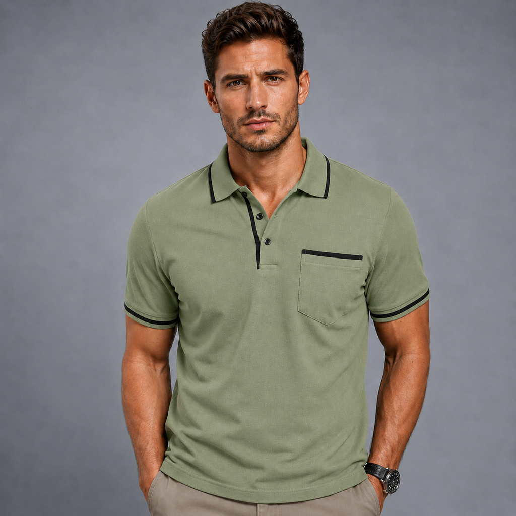 Men's Lightweight Loose Button-Down Polo Shirt Black Canvas